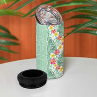 Menthol Green Aloha Hawaii Tiki 4 in 1 Can Cooler Tumbler Tropical Plumeria - Seamless Style