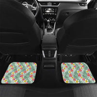Menthol Green Aloha Hawaii Tiki Car Mats Tropical Plumeria - Seamless Style