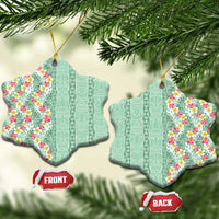 Menthol Green Aloha Hawaii Tiki Ceramic Ornament Tropical Plumeria - Seamless Style