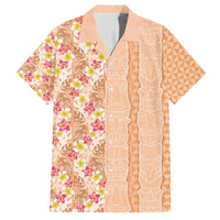 Orange Chiffon Aloha Hawaii Tiki Family Matching Puletasi and Hawaiian Shirt Tropical Plumeria - Seamless Style