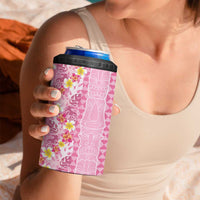 Pastel Magenta Aloha Hawaii Tiki 4 in 1 Can Cooler Tumbler Tropical Plumeria - Seamless Style