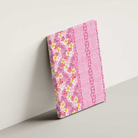 Pastel Magenta Aloha Hawaii Tiki Canvas Wall Art Tropical Plumeria - Seamless Style