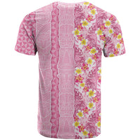 Pastel Magenta Aloha Hawaii Tiki T Shirt Tropical Plumeria - Seamless Style