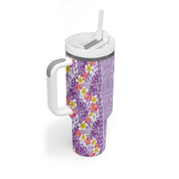 Lush Lilac Aloha Hawaii Tiki Tumbler With Handle Tropical Plumeria - Seamless Style