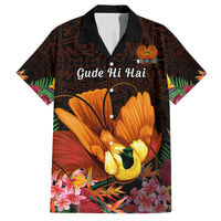 Gude Hi Hai Papua New Guinea Family Matching Puletasi and Hawaiian Shirt Motuan PNG Raggiana Bird of Paradise Tropical Vibes LT14 Dad's Shirt - Short Sleeve Black - Polynesian Pride