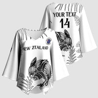 Custom New Zealand Kiwi Football Kimono Sleeve Blouse Aotearoa Silver Fern - Polynesian Pride