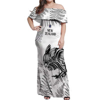 Custom New Zealand Kiwi Football Off Shoulder Maxi Dress Aotearoa Silver Fern
