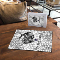 Custom New Zealand Kiwi Football Puzzle Aotearoa Silver Fern - Polynesian Pride