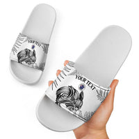 Custom New Zealand Kiwi Football Slide Sandals Aotearoa Silver Fern - Polynesian Pride