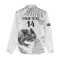 Custom New Zealand Kiwi Football Women Casual Shirt Aotearoa Silver Fern