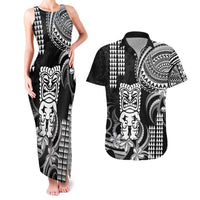 Hawaii Ku God Couples Matching Tank Maxi Dress and Hawaiian Shirt Kakau Mix Polynesian Tattoo