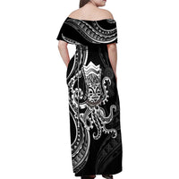 Black Hawaii Kanaloa God Family Matching Off Shoulder Maxi Dress and Hawaiian Shirt Hawaiian Octopus