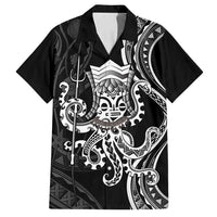 Black Hawaii Kanaloa God Family Matching Tank Maxi Dress and Hawaiian Shirt Hawaiian Octopus LT14 Dad's Shirt - Short Sleeve Black - Polynesian Pride