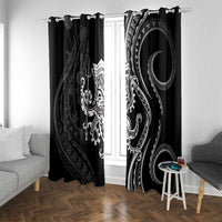 Black Hawaii Kanaloa God Window Curtain Hawaiian Octopus