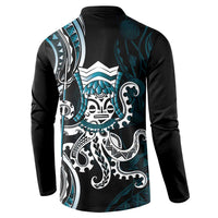Turquoise Hawaii Kanaloa God Button Sweatshirt Hawaiian Octopus LT14 - Polynesian Pride