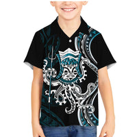 Turquoise Hawaii Kanaloa God Family Matching Mermaid Dress and Hawaiian Shirt Hawaiian Octopus