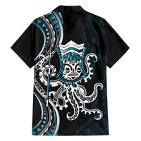 Turquoise Hawaii Kanaloa God Family Matching Off The Shoulder Long Sleeve Dress and Hawaiian Shirt Hawaiian Octopus