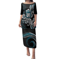 Turquoise Hawaii Kanaloa God Family Matching Puletasi and Hawaiian Shirt Hawaiian Octopus