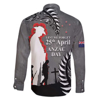 New Zealand ANZAC Day Family Matching Off The Shoulder Long Sleeve Dress and Hawaiian Shirt 25th April Silver Fern With Poppy