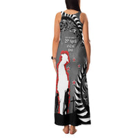 New Zealand ANZAC Day Family Matching Tank Maxi Dress and Hawaiian Shirt 25th April Silver Fern With Poppy