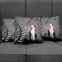 New Zealand ANZAC Day Pillow Cover 25th April Silver Fern With Poppy - Polynesian Pride