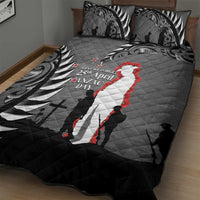 New Zealand ANZAC Day Quilt Bed Set 25th April Silver Fern With Poppy