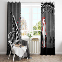 New Zealand ANZAC Day Window Curtain 25th April Silver Fern With Poppy