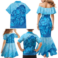 Aloha Hawaii Molokai Island Family Matching Mermaid Dress and Hawaiian Shirt Hibiscus Tribal Honu Hawaiian Tattoo