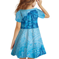 Aloha Hawaii Molokai Island Kid Short Sleeve Dress Hibiscus Tribal Honu Hawaiian Tattoo