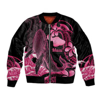 Aloha Hawaii Maui Bomber Jacket Valley Isle Humpback Whale Black LT14 Unisex Black - Polynesian Pride