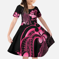 Aloha Hawaii Maui Family Matching Off Shoulder Maxi Dress and Hawaiian Shirt Valley Isle Humpback Whale Black LT14 Daughter's Dress Black - Polynesian Pride