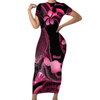 Aloha Hawaii Maui Family Matching Short Sleeve Bodycon Dress and Hawaiian Shirt Valley Isle Humpback Whale Black