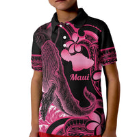 Aloha Hawaii Maui Kid Polo Shirt Valley Isle Humpback Whale Black LT14 Kid Black - Polynesian Pride