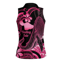Aloha Hawaii Maui Women Sleeveless Polo Shirt Valley Isle Humpback Whale Black LT14 - Polynesian Pride