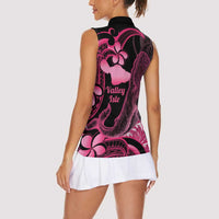 Aloha Hawaii Maui Women Sleeveless Polo Shirt Valley Isle Humpback Whale Black LT14 - Polynesian Pride