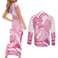 Aloha Hawaii Maui Couples Matching Short Sleeve Bodycon Dress and Long Sleeve Button Shirt Valley Isle Humpback Whale White