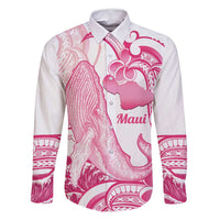 Aloha Hawaii Maui Family Matching Off Shoulder Short Dress and Hawaiian Shirt Valley Isle Humpback Whale White LT14 Dad's Shirt - Long Sleeve White - Polynesian Pride