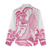 Aloha Hawaii Maui Women Casual Shirt Valley Isle Humpback Whale White