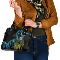 Turquoise New Zealand Kowhai And Piwakawaka Shoulder Handbag Maori Ngaru Paua Shell LT14 - Polynesian Pride