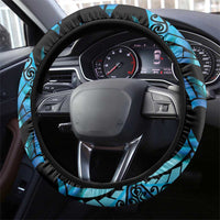 Turquoise New Zealand Kowhai And Piwakawaka Steering Wheel Cover Maori Ngaru Paua Shell