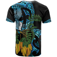 Turquoise New Zealand Kowhai And Piwakawaka T Shirt Maori Ngaru Paua Shell