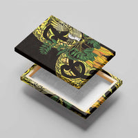 Yellow New Zealand Kowhai And Piwakawaka Canvas Wall Art Maori Ngaru Paua Shell