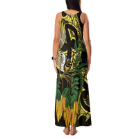 Yellow New Zealand Kowhai And Piwakawaka Family Matching Tank Maxi Dress and Hawaiian Shirt Maori Ngaru Paua Shell