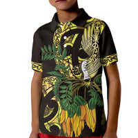 Yellow New Zealand Kowhai And Piwakawaka Kid Polo Shirt Maori Ngaru Paua Shell