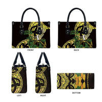 Yellow New Zealand Kowhai And Piwakawaka Leather Bag Maori Ngaru Paua Shell - Polynesian Pride