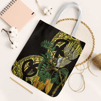Yellow New Zealand Kowhai And Piwakawaka Tote Bag Maori Ngaru Paua Shell - Polynesian Pride