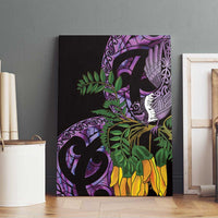 Purple New Zealand Kowhai And Piwakawaka Canvas Wall Art Maori Ngaru Paua Shell