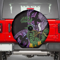 Purple New Zealand Kowhai And Piwakawaka Spare Tire Cover Maori Ngaru Paua Shell