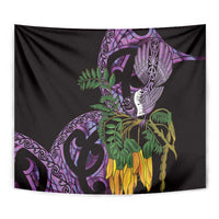 Purple New Zealand Kowhai And Piwakawaka Tapestry Maori Ngaru Paua Shell