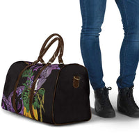 Purple New Zealand Kowhai And Piwakawaka Travel Bag Maori Ngaru Paua Shell - Polynesian Pride